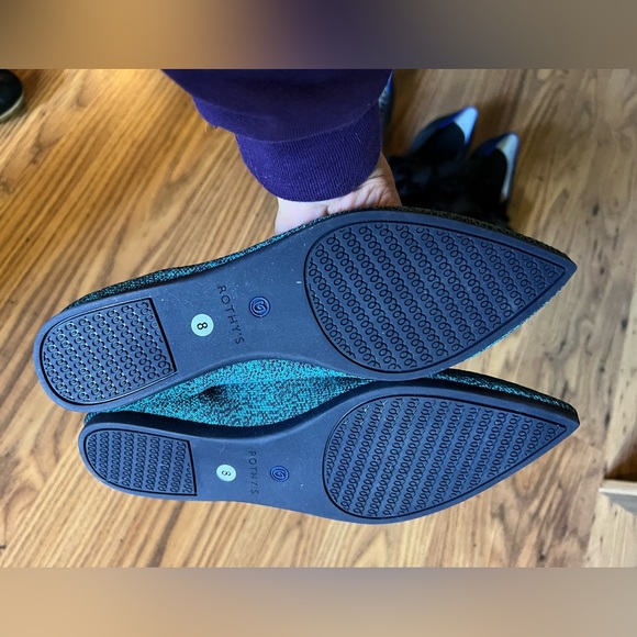Rothy's Points in "Spruce Python," teal and navy, NWOB, size 8 - Picture 8 of 14